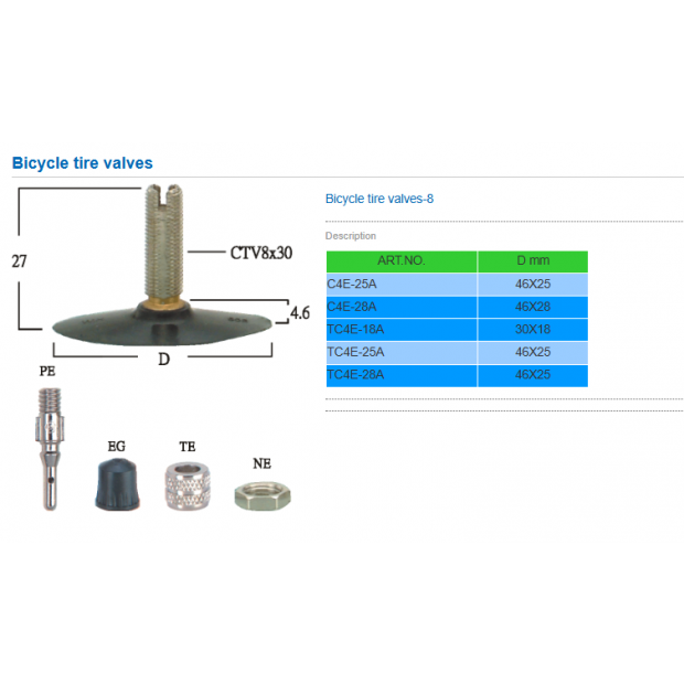 Bicycle tire valves C4E系列